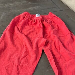 Red Elastic Waist Pants